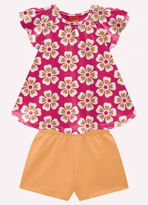 Kyly - Conjunto Infantil Menina Flores Rosa - KYLY