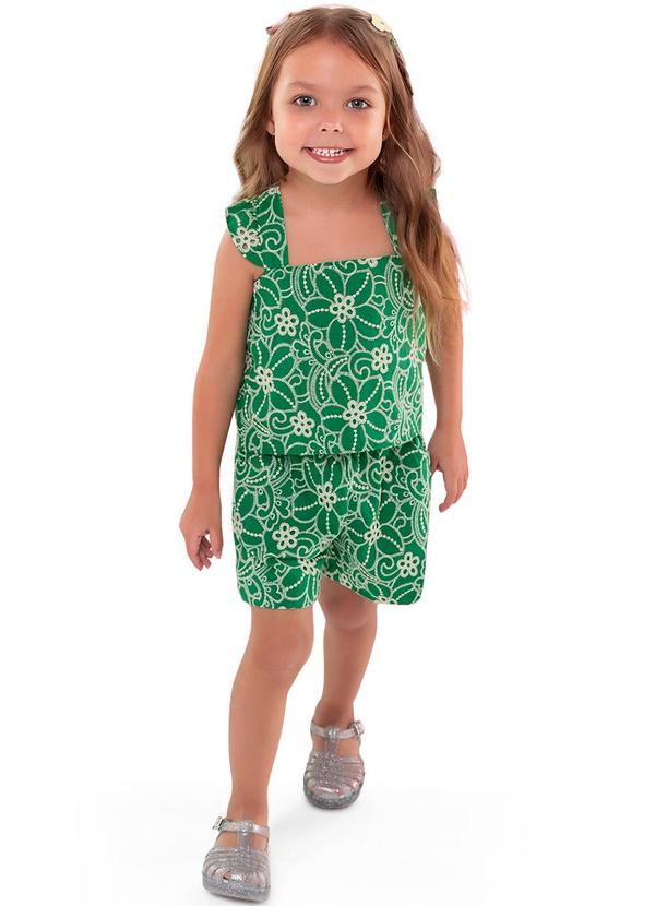 Nanai - Conjunto Infantil Menina Flores Verde