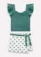 Milon - Conjunto Infantil Menina Flores Verde - variação: Verde