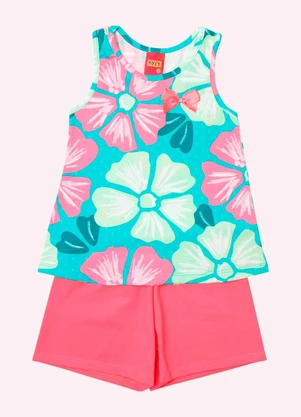 Kyly - Conjunto Infantil Menina Flores Verde - KYLY