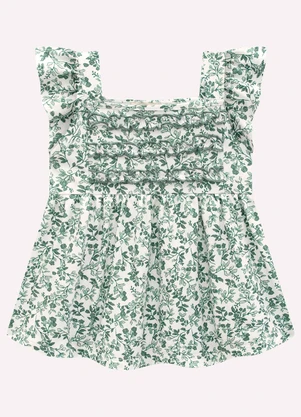 Milon - Conjunto Infantil Menina Flores Verde - MILON