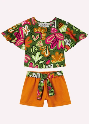 Nanai - Conjunto Infantil Menina Flores Verde - NANAI