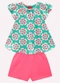 Kyly - Conjunto Infantil Menina Flores Laranja - variação: Verde
