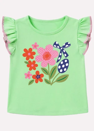 Kyly - Conjunto Infantil Menina Flores Verde - KYLY