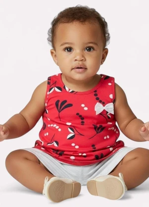 Kyly - Conjunto Infantil Menina Flores Vermelho - KYLY
