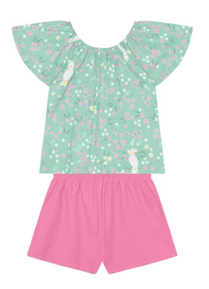 Brandili - Conjunto Infantil Menina Florido Azul - BRANDILI
