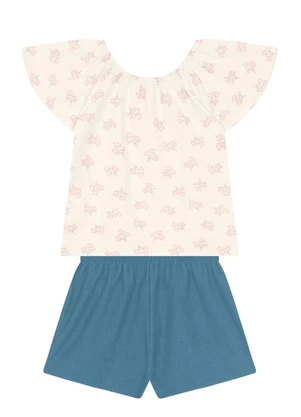 Brandili - Conjunto Infantil Menina Florido Natural - BRANDILI