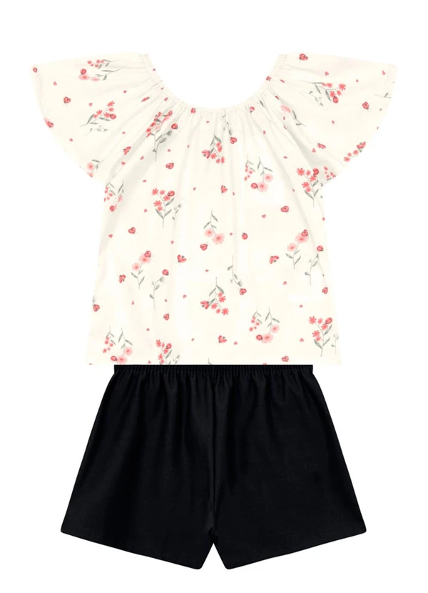 Brandili - Conjunto Infantil Menina Florido Natural