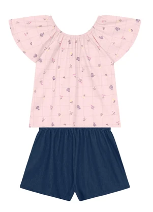 Brandili - Conjunto Infantil Menina Florido Rosa - BRANDILI