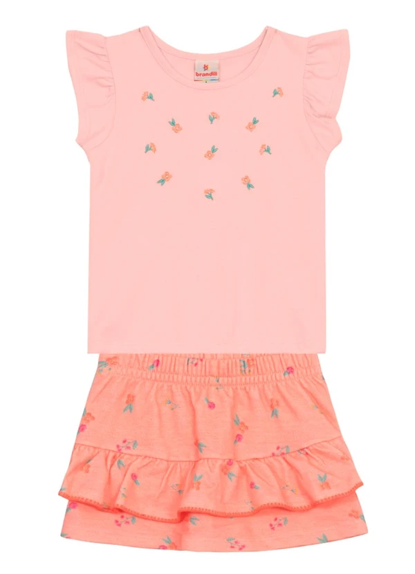 Brandili - Conjunto Infantil Menina Florido Rosa