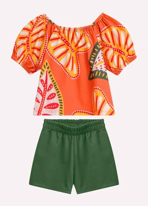 Nanai - Conjunto Infantil Menina Folhagem Laranja - NANAI