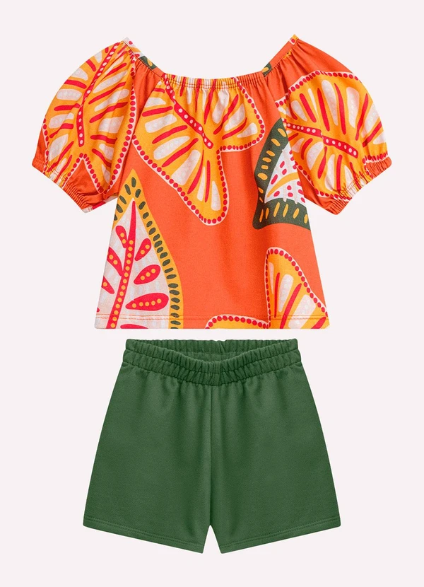 Nanai - Conjunto Infantil Menina Folhagem Laranja 2