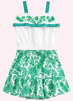 Conjunto Infantil Menina Folhagem Nanai (Branco) - NANAI