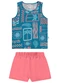 Elian - Conjunto Infantil Menina Folhagem Tropical Roxo - variação: Azul