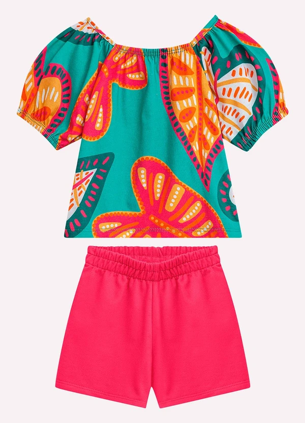 Nanai - Conjunto Infantil Menina Folhagem Verde