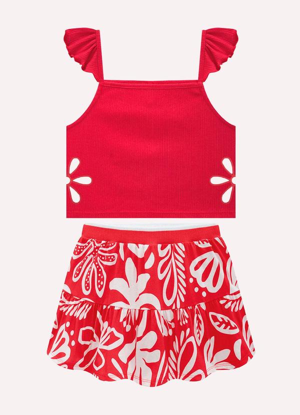Kyly - Conjunto Infantil Menina Folhagem Vermelho 2