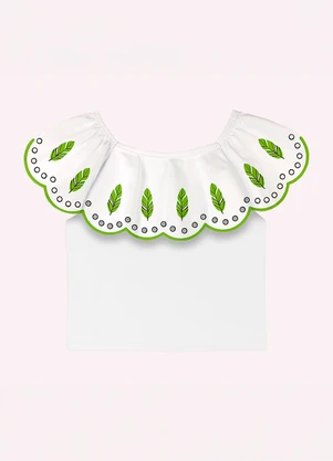 Nanai - Conjunto Infantil Menina Folhagens Branco - NANAI