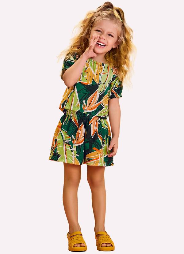 Nanai - Conjunto Infantil Menina FolhagensVerde