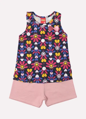 Kyly - Conjunto Infantil Menina Folhas Azul - KYLY