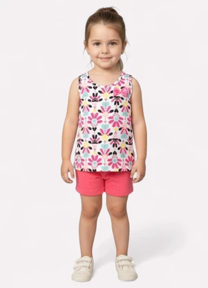 Kyly - Conjunto Infantil Menina Folhas Branco - KYLY