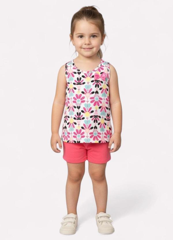 Kyly - Conjunto Infantil Menina Folhas Branco
