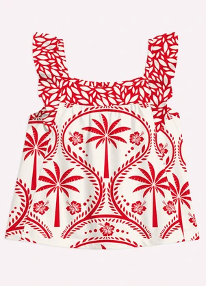 Nanai - Conjunto Infantil Menina Folhas Branco - NANAI