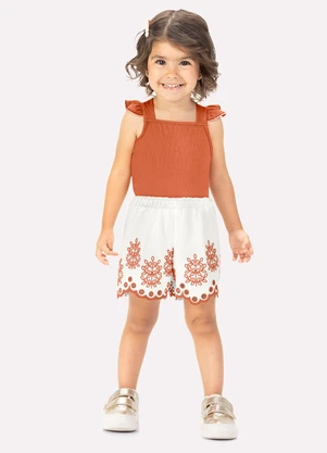 Milon - Conjunto Infantil Menina Folhas Laranja - MILON