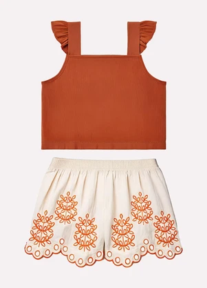 Milon - Conjunto Infantil Menina Folhas Laranja - MILON
