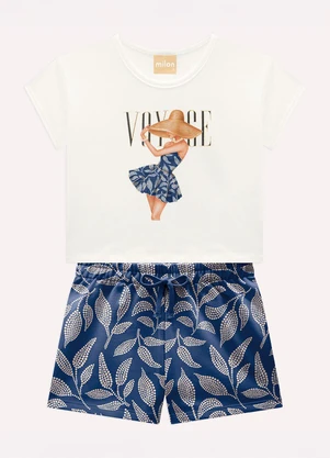 Conjunto Infantil Menina Folhas Milon (Bege) - MILON