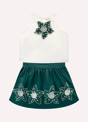Conjunto Infantil Menina Folhas Milon (Bege) - MILON