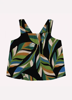 Nanai - Conjunto Infantil Menina Folhas Preto - NANAI