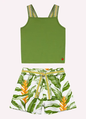 Nanai - Conjunto Infantil Menina Folhas Verde - NANAI