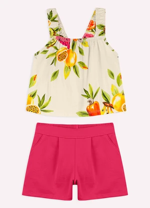 Nanai - Conjunto Infantil Menina Frutas Bege - NANAI