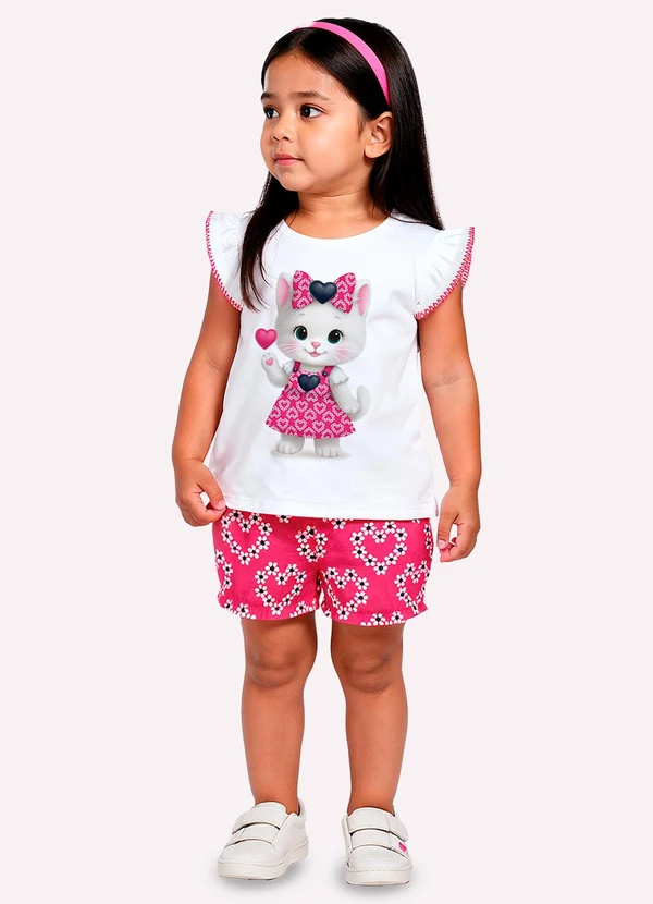 Kyly - Conjunto Infantil Menina Gatinha Branco