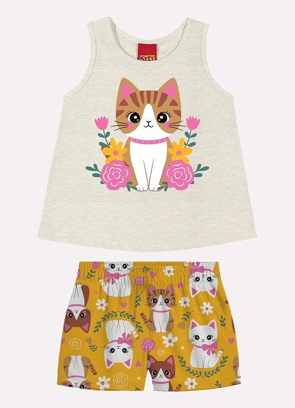 Kyly - Conjunto Infantil Menina Gatinha Cinza