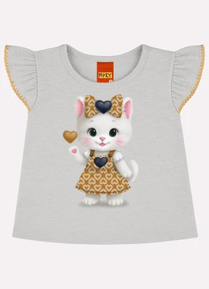 Kyly - Conjunto Infantil Menina Gatinha Cinza - KYLY