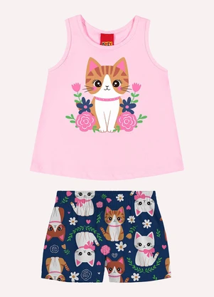 Kyly - Conjunto Infantil Menina Gatinha Rosa - KYLY