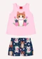 Kyly - Conjunto Infantil Menina Gatinha Rosa - variação: Rosa