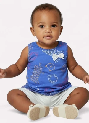Kyly - Conjunto Infantil Menina Gatinho Azul - KYLY