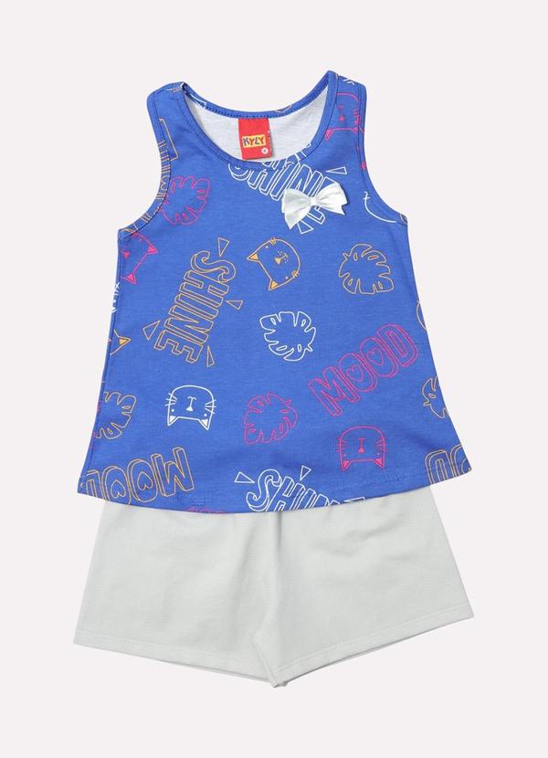 Kyly - Conjunto Infantil Menina Gatinho Azul 1