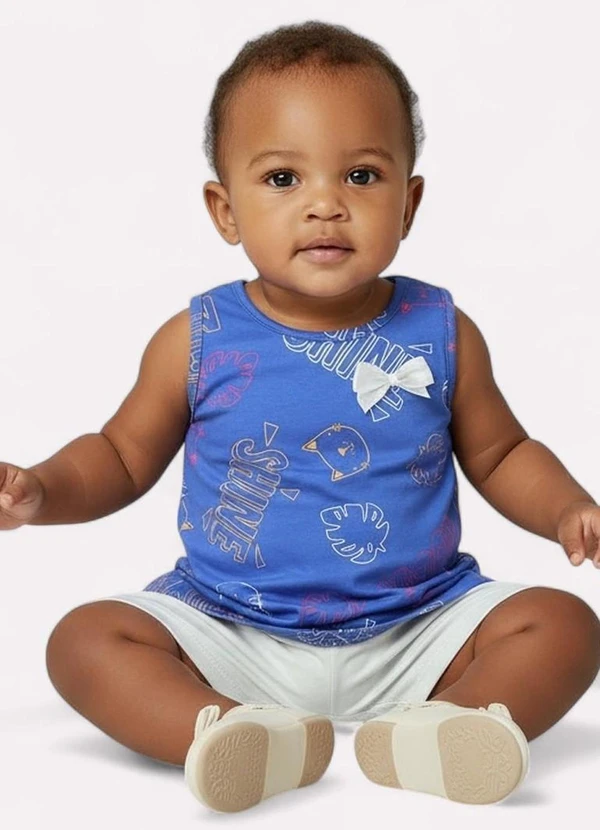 Kyly - Conjunto Infantil Menina Gatinho Azul