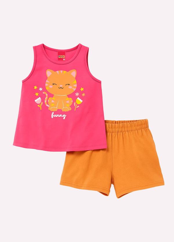Kyly - Conjunto Infantil Menina Gatinho Pink