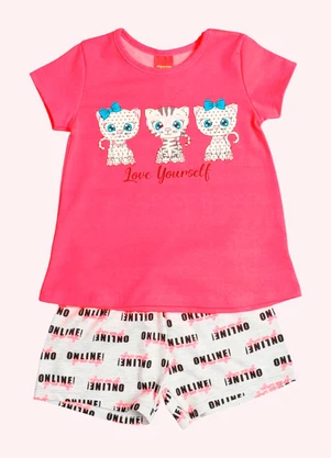 Kyly - Conjunto Infantil Menina Gatinho Pink - KYLY