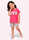 Kyly - Conjunto Infantil Menina Gatinho Laranja - variação: Pink