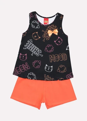 Kyly - Conjunto Infantil Menina Gatinho Preto - KYLY