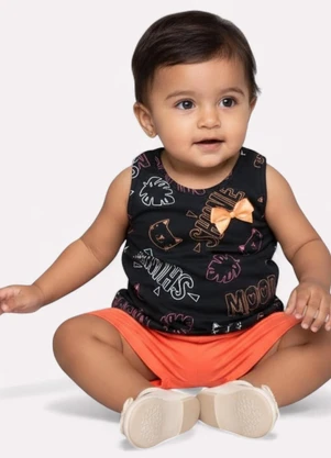 Kyly - Conjunto Infantil Menina Gatinho Preto - KYLY