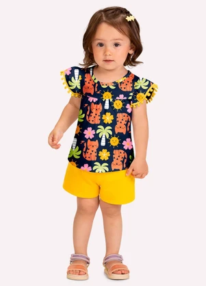 Kyly - Conjunto Infantil Menina Gatinhos Azul - KYLY