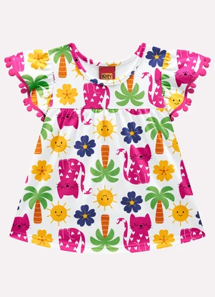 Kyly - Conjunto Infantil Menina Gatinhos Branco - KYLY