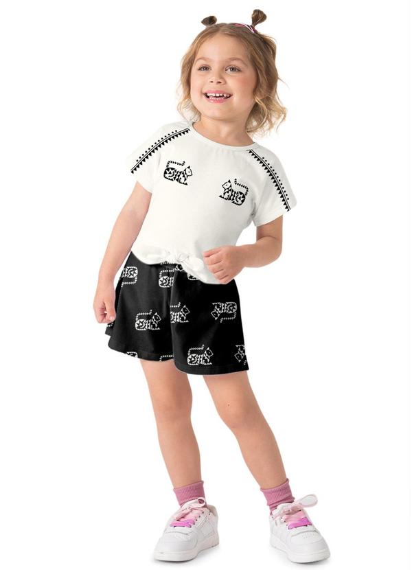 Nanai - Conjunto Infantil Menina Gatos Off White