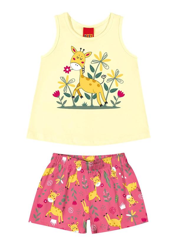Kyly - Conjunto Infantil Menina Girafa Amarelo